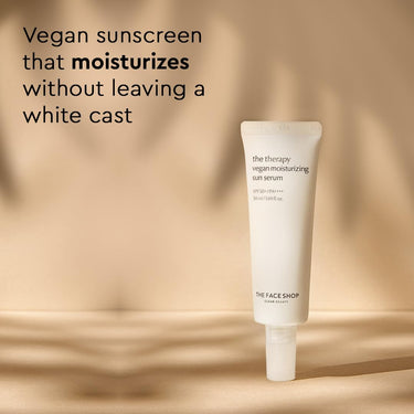 The Face Shop The Therapy Vegan Moisturizing Sun Serum With Spf 50 Pa++++ For Broad Spectrum Protection, No White Cast Moisturizing Serum Sunscreen For All Skin Type, 50 Ml